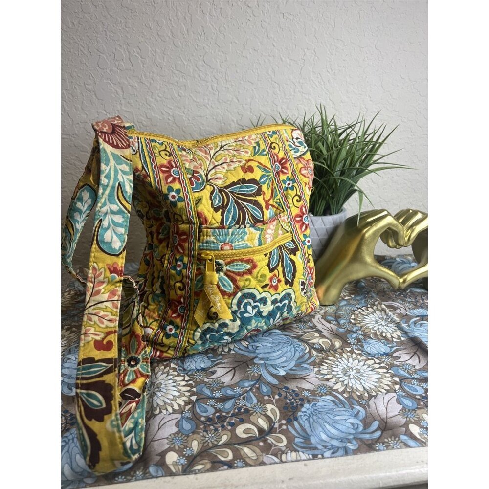 Vera Bradley Hipster Crossbody Bag Provencal Yellow Floral Quilted Purse Boho